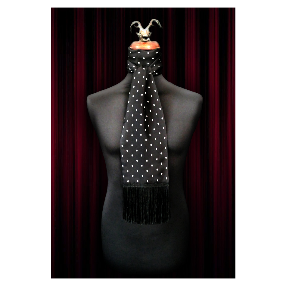Black/White Polka Skull Scarf and Pocket Square Set