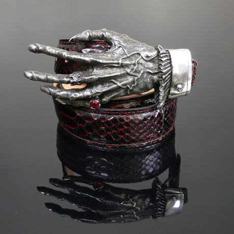 Decadent Belt - 'Nosferatu' Black and Red Snake