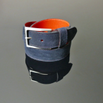 Dirk Jeans Belt - Navy Suede with Red Stitching