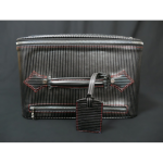The 'Weekender' Wheeled Suitcase-  Black Pinstripe